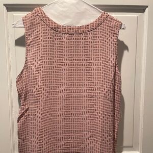 The Loft, Sleeveless Top, Pink w/Black and White Pattern. Size L.